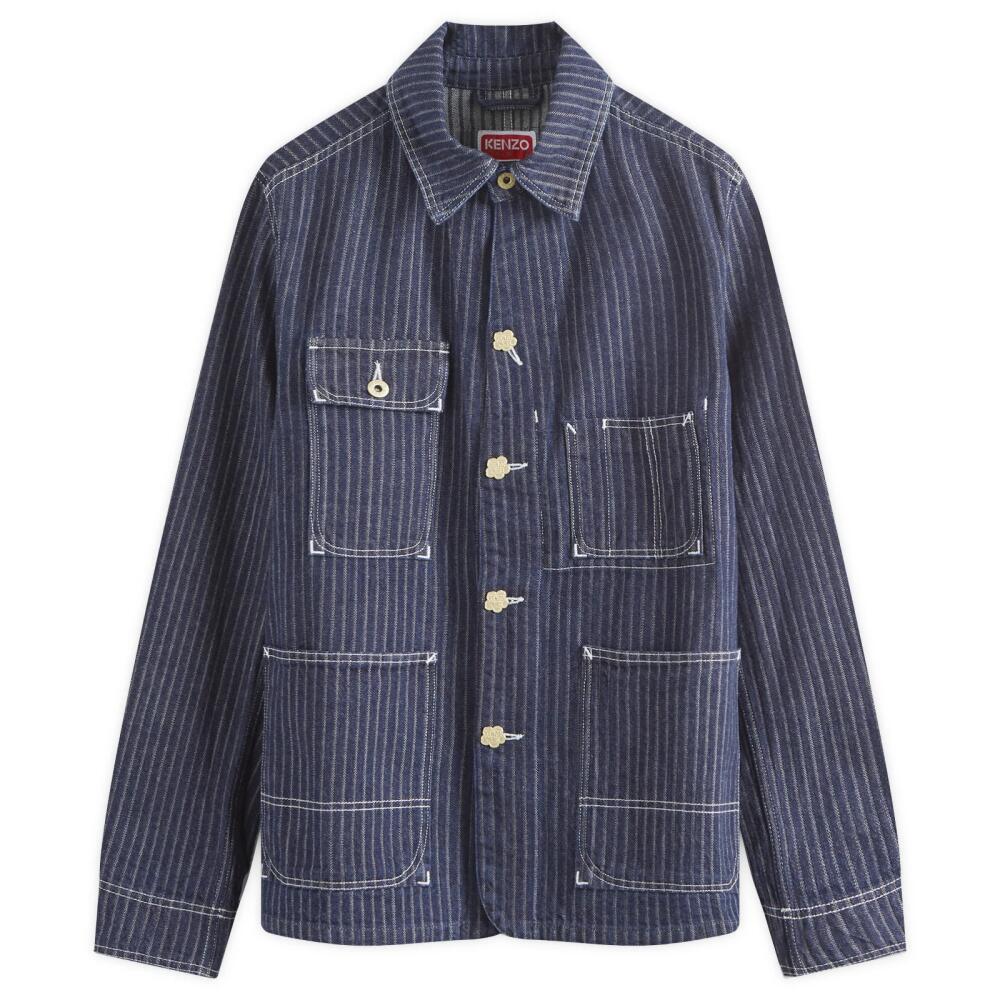 Kenzo Men's Ticking Stripe Relaxed Chore Jacket in Blue Cover