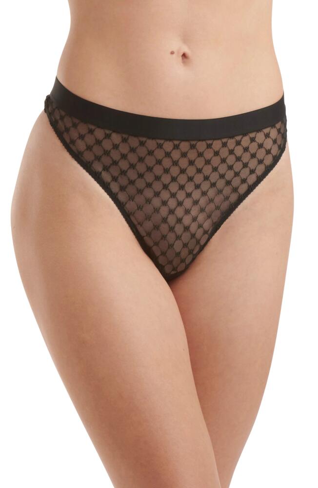 Wolford Sheer Logo Thong in Black Cover