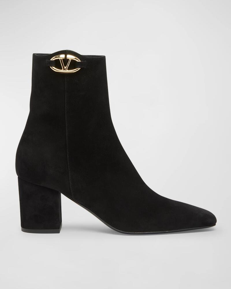 Valentino Garavani VLogo Suede Zip Ankle Booties Cover