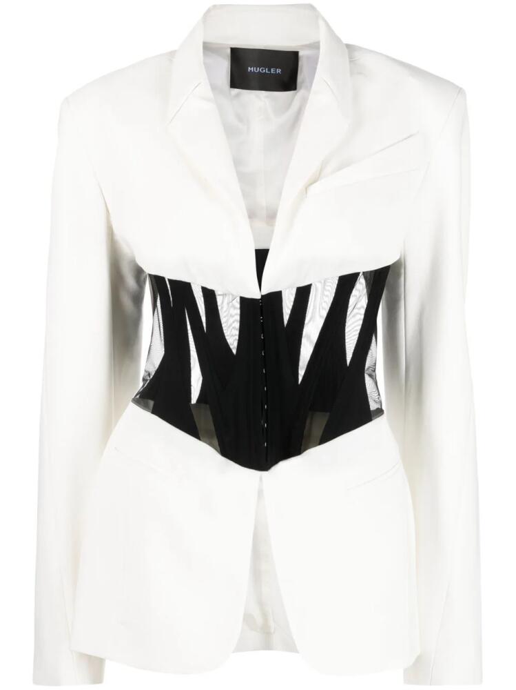 Mugler Iconic single-breasted corseted blazer - White Cover