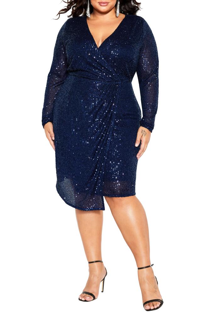 City Chic Razzle Long Sleeve Dress in Navy Cover