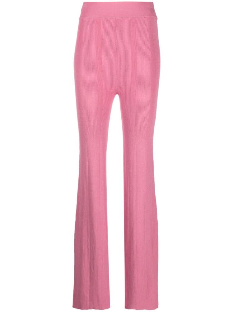 REMAIN ribbed knit flared trousers - Pink Cover