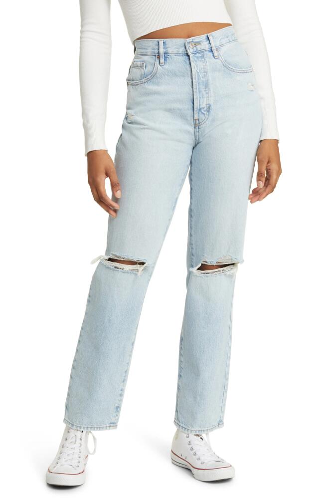 PacSun Joan Ripped High Waist Straight Leg Dad Jeans in Joan Blue Cover