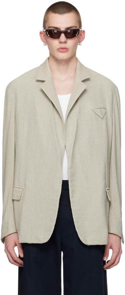 Bottega Veneta Gray Notched Lapel Blazer Cover