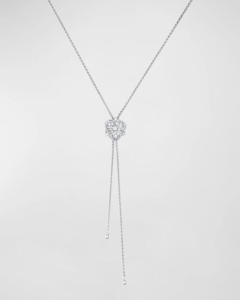 PIAGET 18K White Gold & Diamond Rose Lariat Necklace Cover