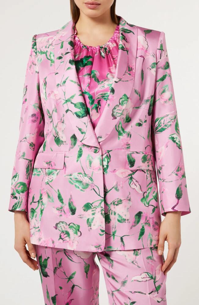 Marina Rinaldi Onore Floral Silk Twill Blazer in Pink Cover