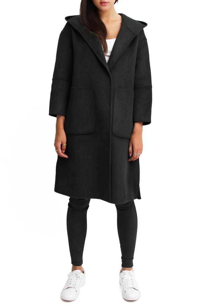 Belle & Bloom Walk This Way Wool Blend Oversized Coat in Pure Black Cover