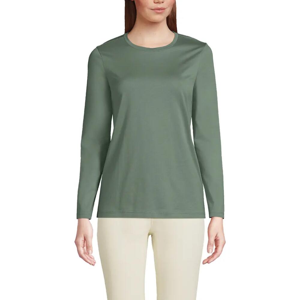 Lands' End Relaxed Supima Cotton Long Sleeve Crew Neck T-Shirt in Lily Pad Green Cover