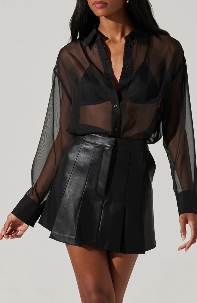 ASTR the Label Evie Sheer Button-Up Shirt in Black Cover