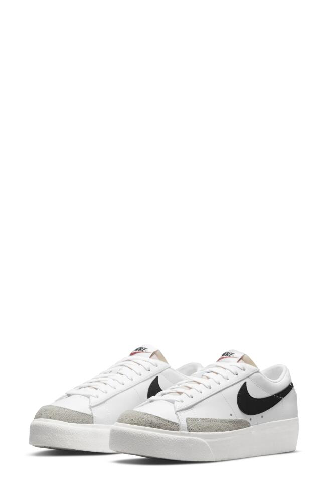 Nike Blazer Low Platform Sneaker in White/Black/Sail/Orange Cover