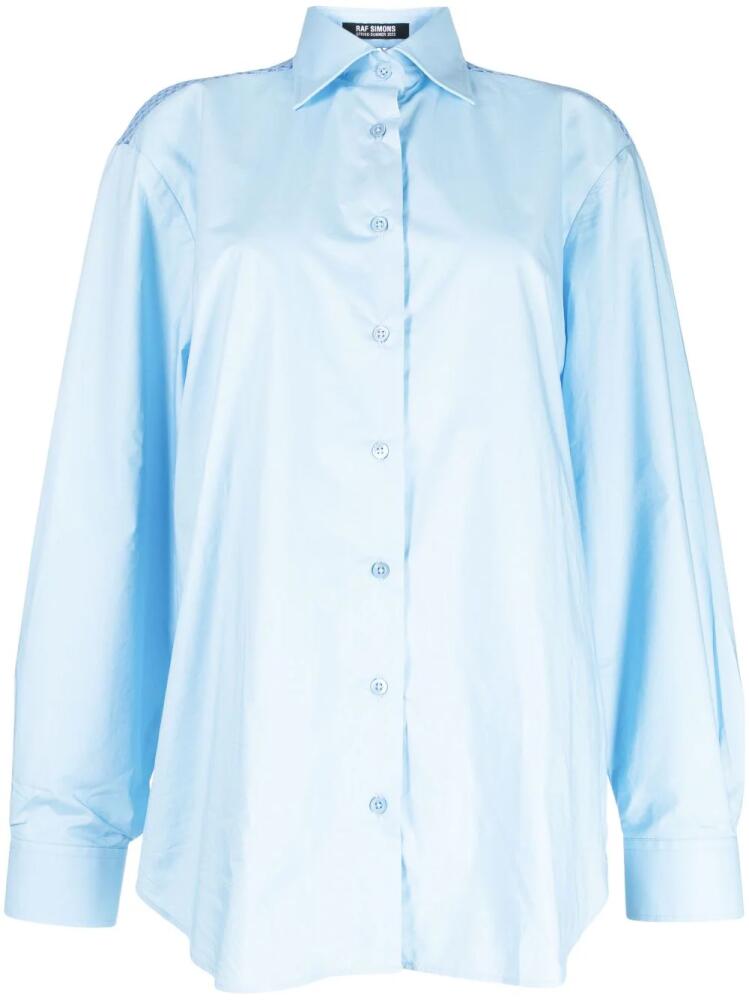 Raf Simons mesh-panel cotton-poplin shirt - Blue Cover