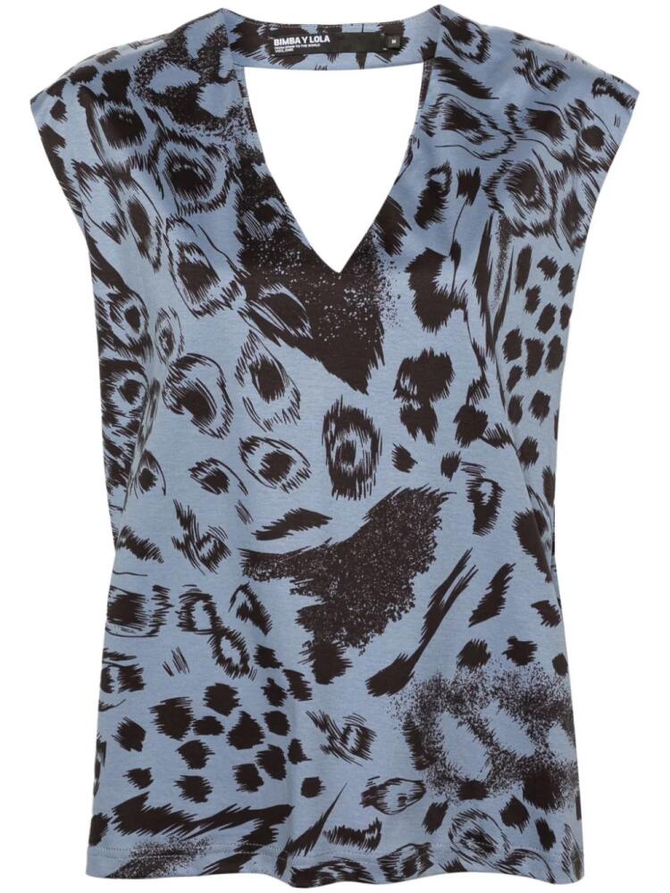 Bimba y Lola animal-print V-neck blouse - Blue Cover