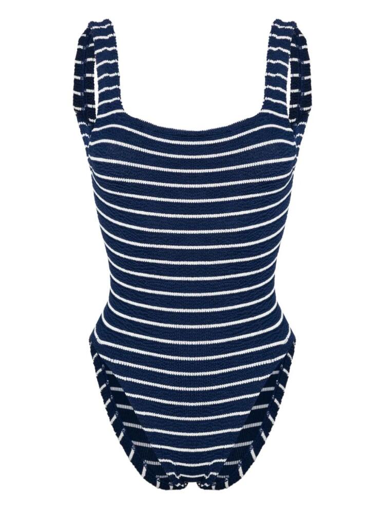 Hunza G striped crinkled swimsuit - Blue Cover