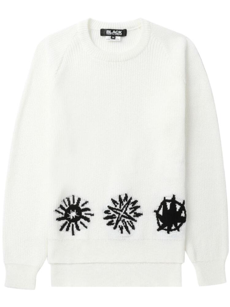 Black Comme Des Garçons jacquard crew-neck jumper - White Cover