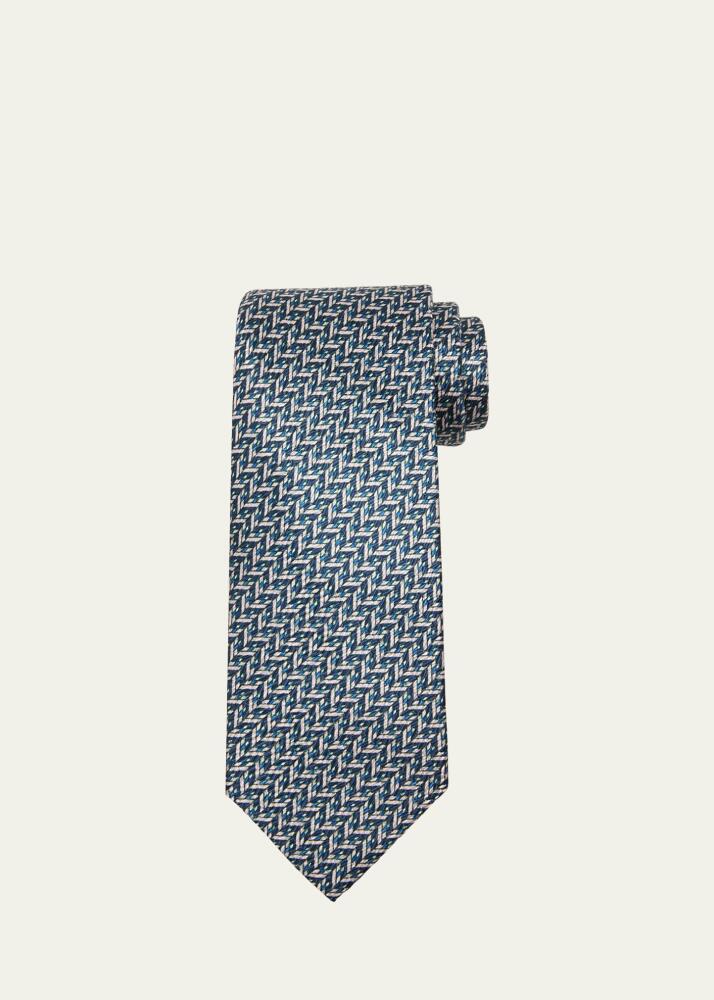 Brioni Men's Silk Geometric-Print Tie Cover