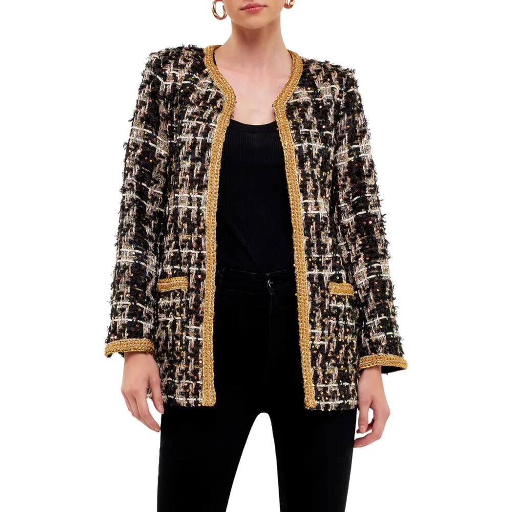 Endless Rose Premium Sequin Tweed Jacket in Black Multi Cover