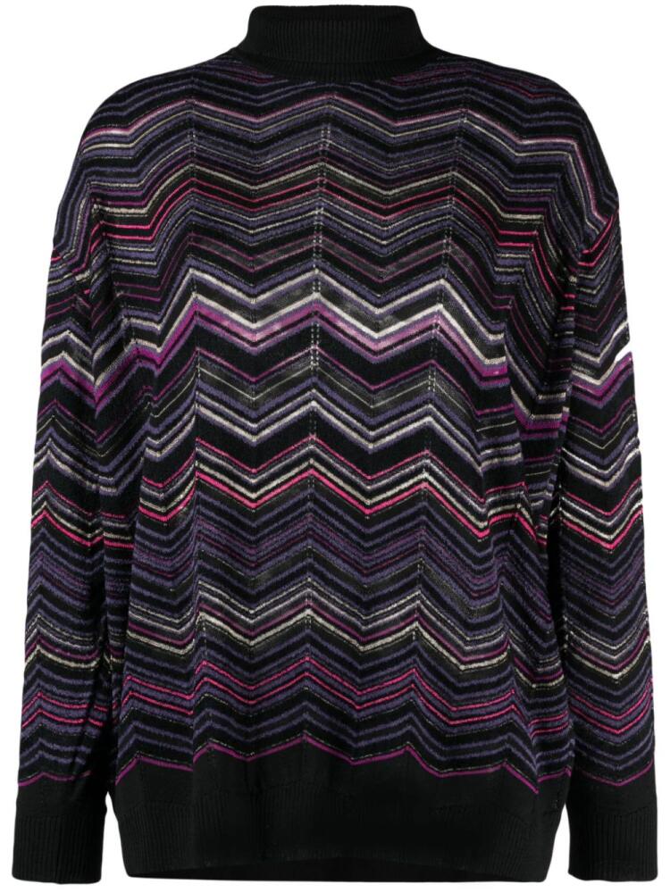 Missoni zigzag-woven roll-neck jumper - Black Cover