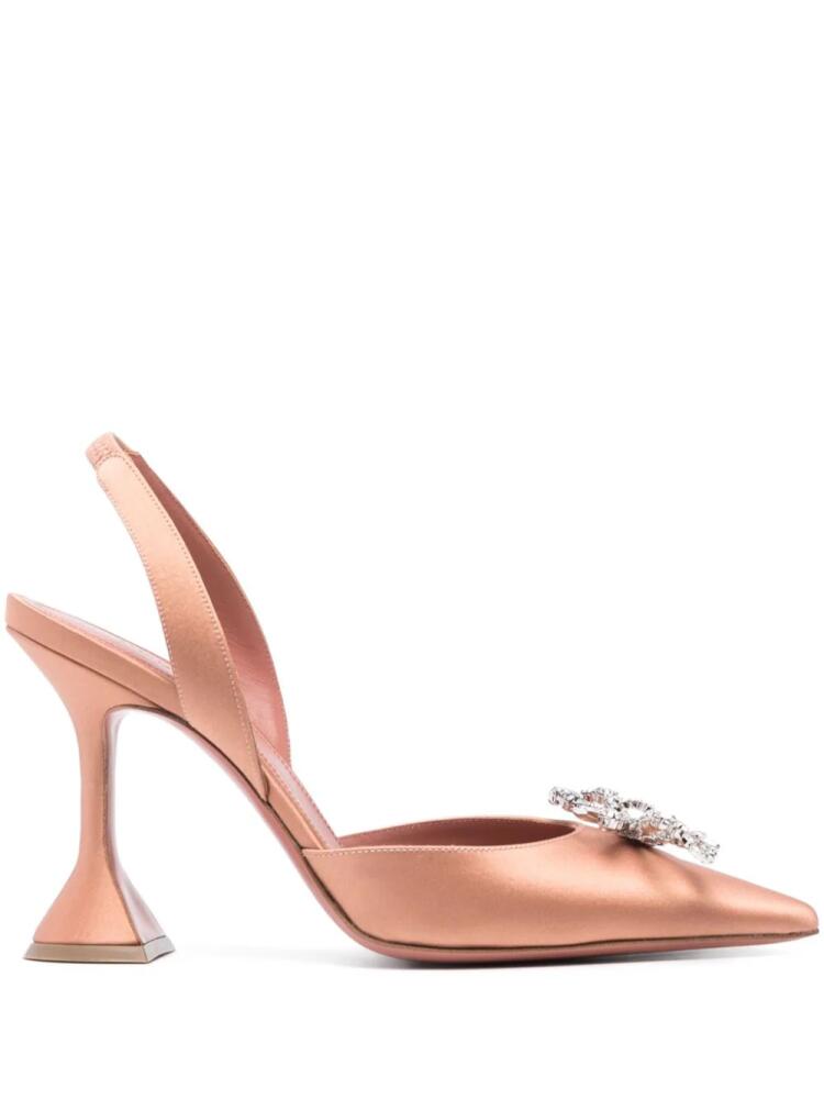 Amina Muaddi Rosie 95mm satin pumps - Pink Cover