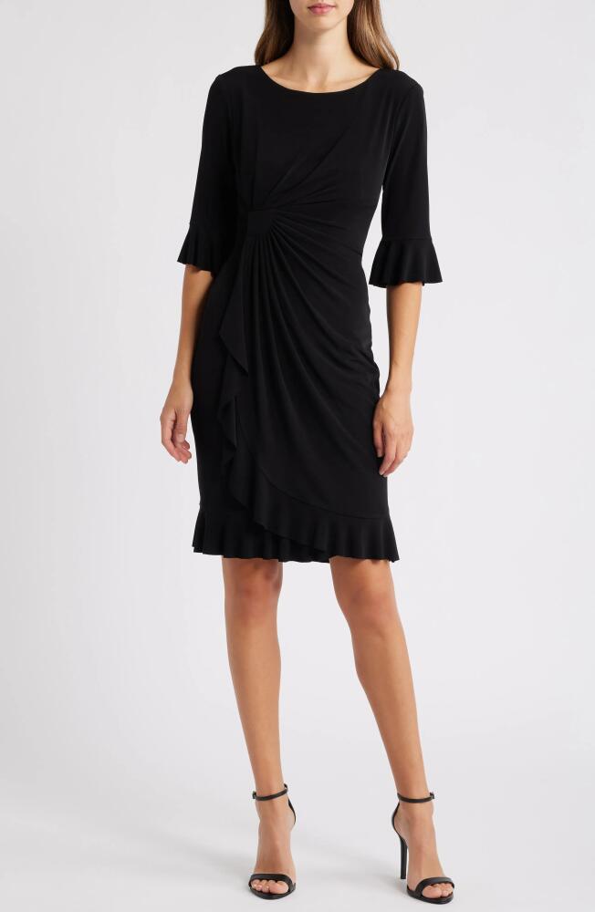 Connected Apparel Ruffle Pleat Dress in Black Cover