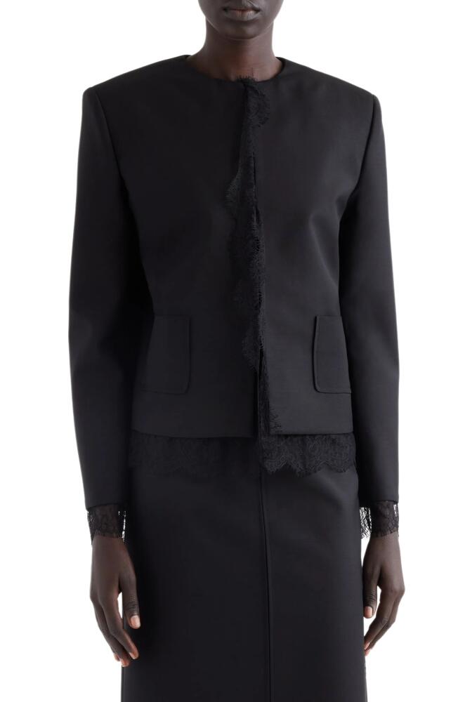 Givenchy Lace Trim Wool & Mohair Jacket in Black Cover