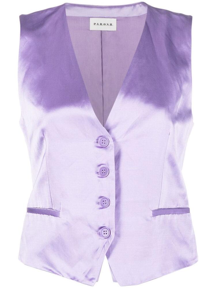 P.A.R.O.S.H. V-neck satin waistcoat - Purple Cover