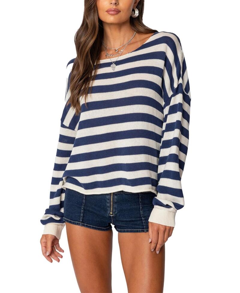 Edikted Anney Oversized Striped Sweater Cover