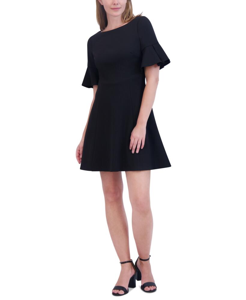 Jessica Howard Women's Flared-Sleeve Scuba Crepe Dress - Black Cover