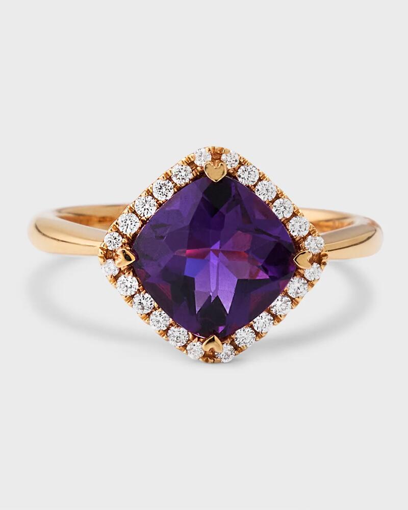 Lisa Nik 18K Rose Gold Cushion Amethyst and Diamond Ring, Size 6 Cover