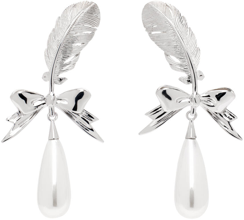 SHUSHU/TONG Silver YVMIN Edition Teardrop Feather Earrings Cover