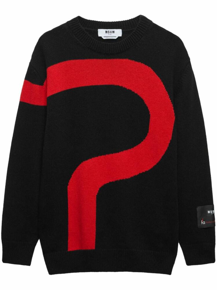 MSGM logo appliqué patched sleeve jumper - Black Cover