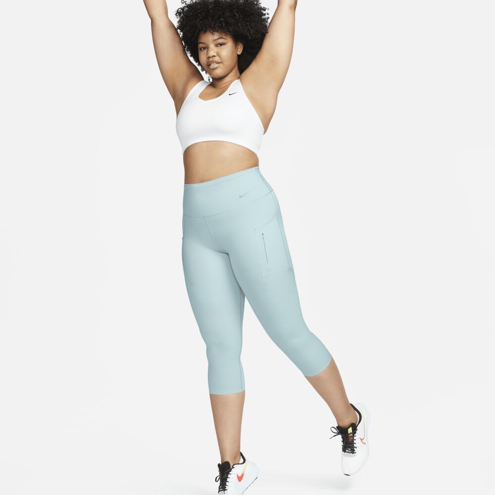 Nike Women's Go Firm-Support High-Waisted Cropped Leggings with Pockets in Blue Cover