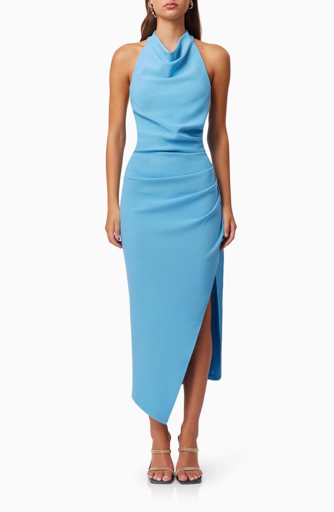 Elliatt Paxton Halter Cowl Neck Sheath Midi Dress in Sky Blue Cover