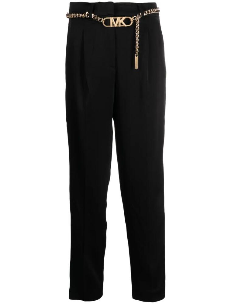 Michael Michael Kors logo-plaque high-waist tapered trousers - Black Cover