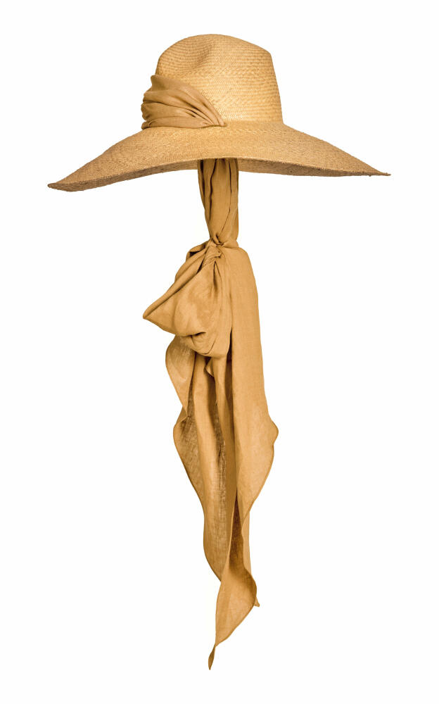 Johanna Ortiz - Shipibo Secrets Scarf-Detailed Woven Palm Hat - Neutral Cover