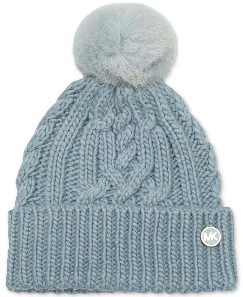 Michael Michael Kors Soft Knit Tangled Aran Cuff Pom Beanie - Chambray Cover