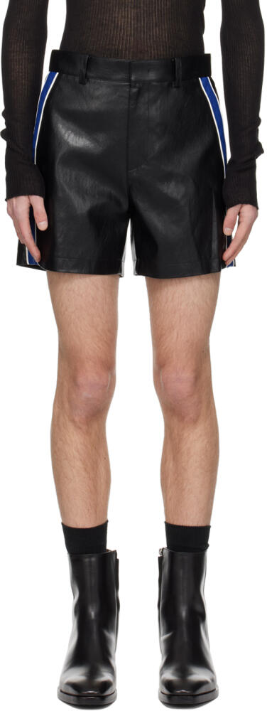 System Black Piping Faux-Leather Shorts Cover