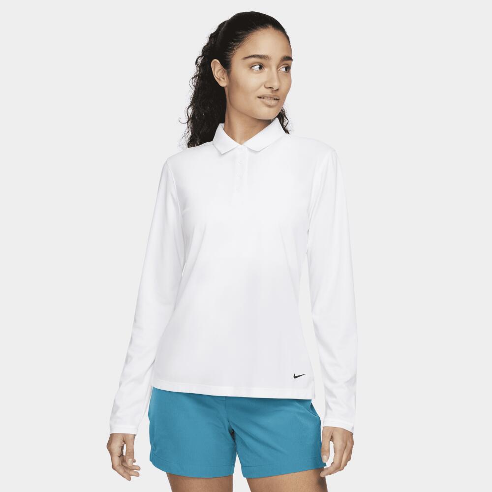 Nike Women's Dri-FIT Victory Long-Sleeve Golf Polo in White Cover