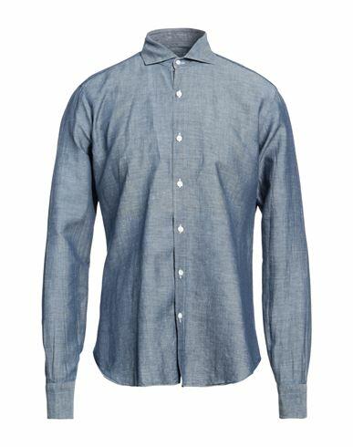 Dandylife By Barba Man Denim shirt Blue Size 15 ½ Linen, Cotton Cover