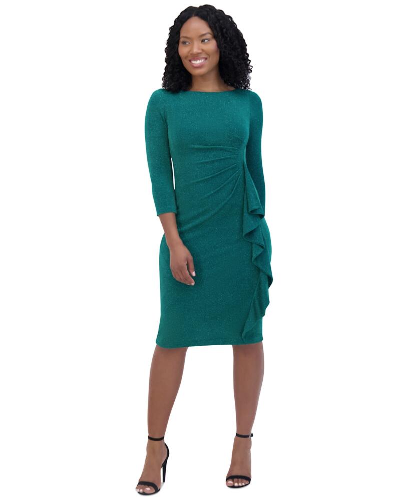 Jessica Howard Women's Boat-Neck Metallic-Knit Sheath Dress - Green Cover