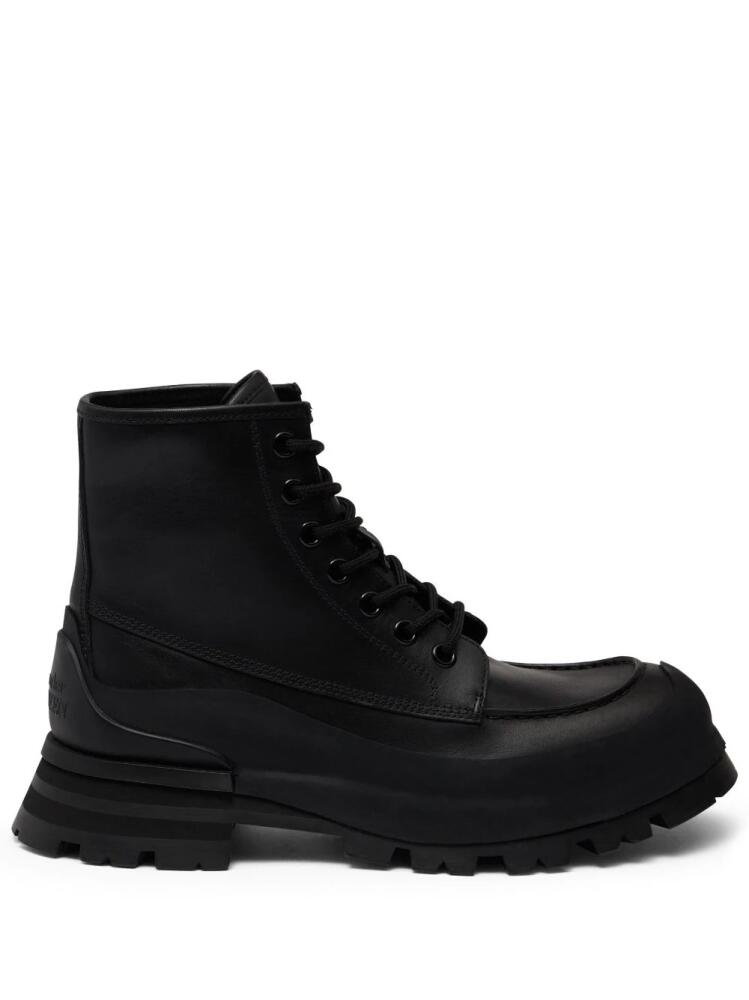 Alexander McQueen logo-embossed leather combat boots - Black Cover