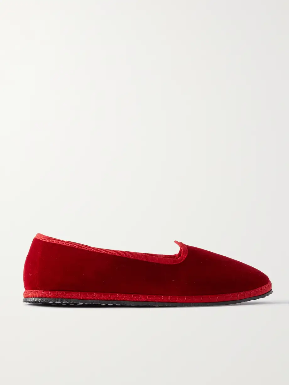 Vibi Venezia - Furlane Grosgrain-trimmed Velvet Slippers - Red Cover