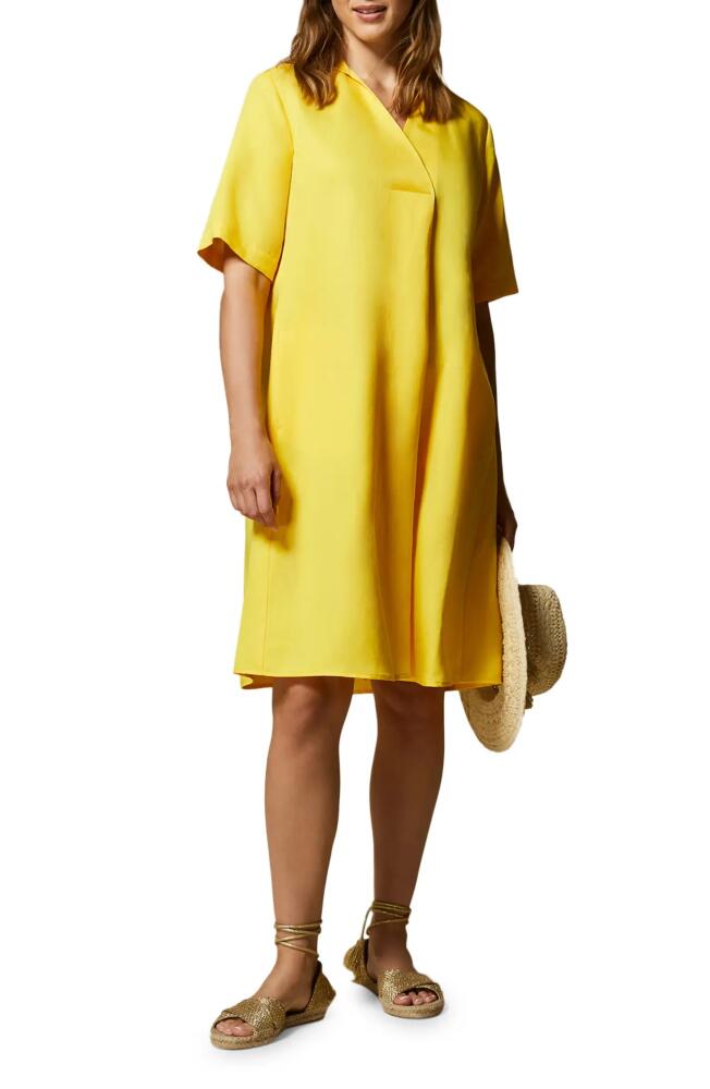 Marina Rinaldi Tencel Lyocell & Linen Flared Dress in Yellow Cover