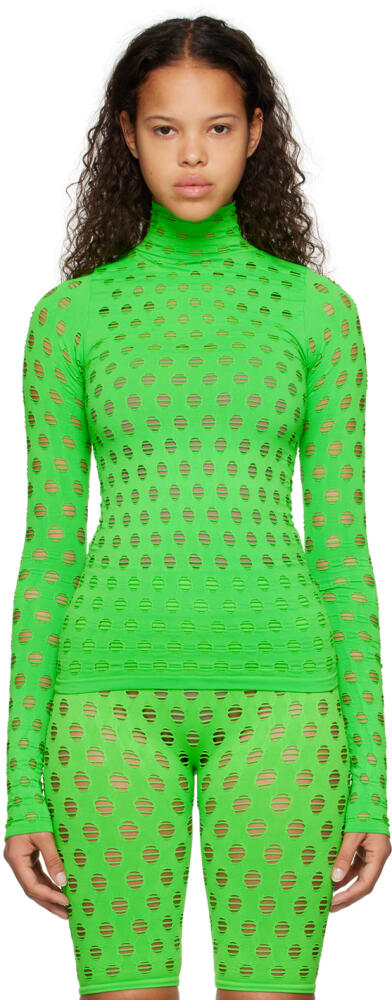 Maisie Wilen Green Perforated Turtleneck Cover