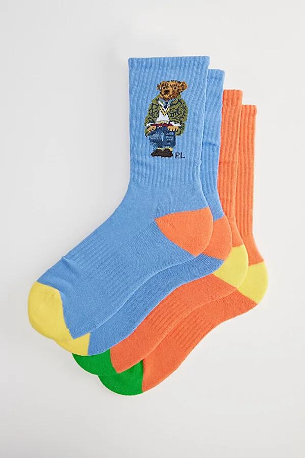 Polo Ralph Lauren American In Paris Bear Colorblock Crew Sock 2-Pack in Light Blue/Orange Cover