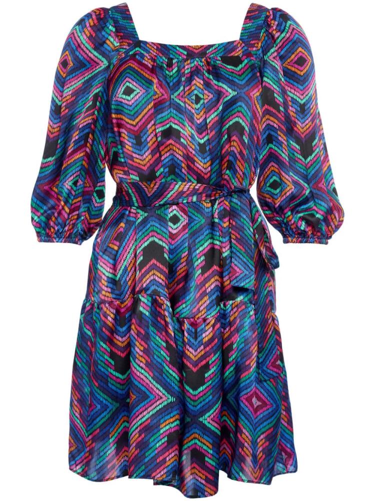 ERES Nightclub geometric-print silk minidress - Blue Cover