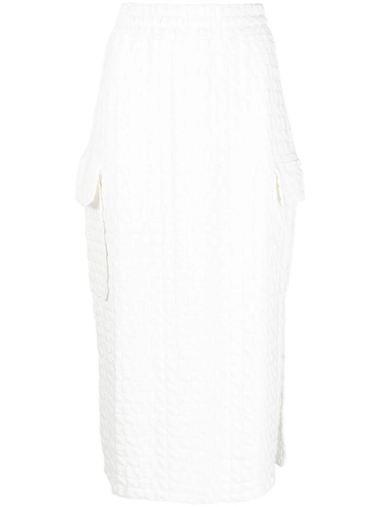 Sunnei embossed logo-print midi skirt - White Cover