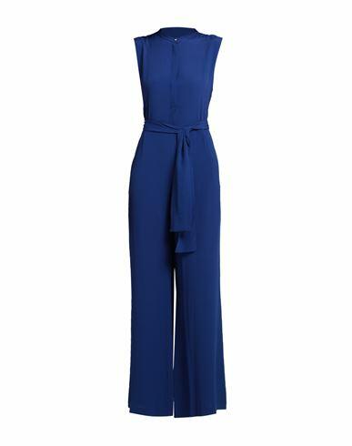 Semicouture Woman Jumpsuit Bright blue Acetate, Silk Cover