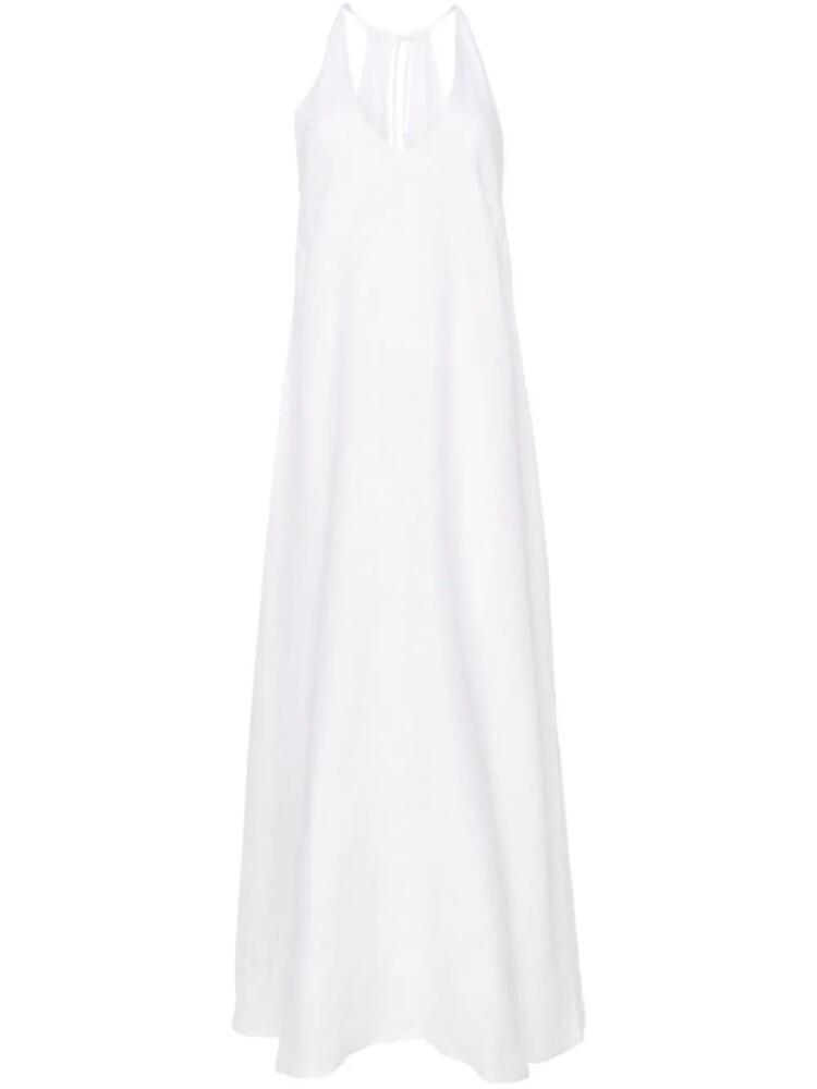 120% Lino halterneck lurex-detailed maxi dress - White Cover