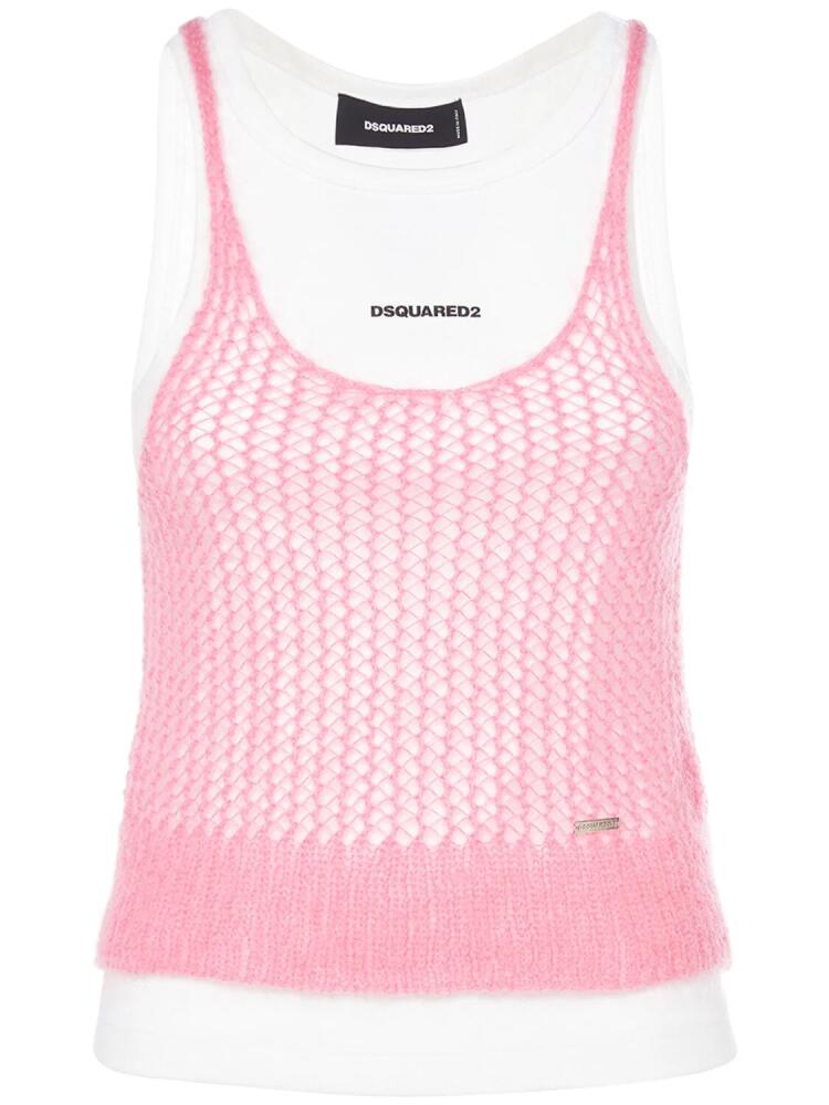 DSQUARED2 Layered Mohair Blend & Jersey Tank Top Cover