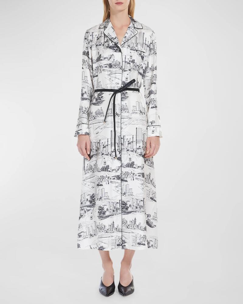 Max Mara Studio Pappa Toile-Print Silk Midi Shirtdress Cover